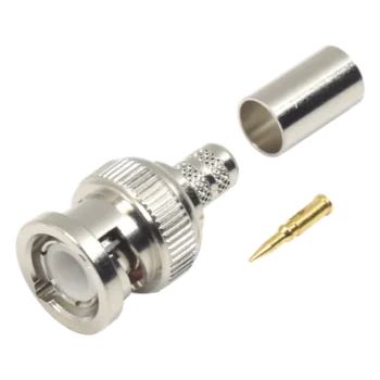 Conector BNC Macho / Anillo Plegable / RG-8/X / LMR-240 / Belden 9258 / Cuerpo Bronce Niquelado