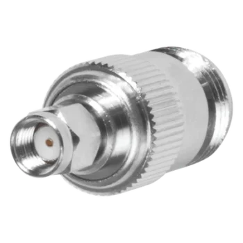 Adaptador Coaxial en Línea / SMA Macho Inverso a N Hembra / Frecuencia 18 GHz / Cuerpo Bronce Niquelado / Contacto Oro / Aislante Teflón