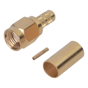 Conector SMA Macho Inverso / Anillo Plegable / Bronce-Oro / Teflón / RG-142/U