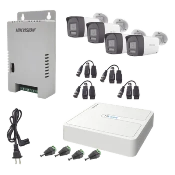 Kit de Videovigilancia TurboHD / DVR 4 Canales + 1 IP / 4 Cámaras Bala 2 Megapixel / Audio Bidireccional / Dual Light IR 30 m (98.4 ft) + Luz Blanca 20 m (65.6 ft) / IP67 / Fuente Regulada 12-15 VCC