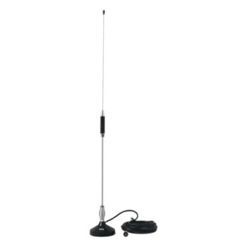 Antena Móvil CB / Banda Civil 26.960 - 27.400 MHz / Acero Inoxidable / Base Magnética / Cable RG58 5 m / 61 cm (24 in)