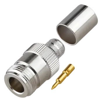 Conector RF Coaxial / N Hembra Inverso / Anillo Plegable / Cables RG-8/U, 9913, LMR-400 / Grupo I / Níquel-Oro-Teflón