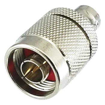 Adaptador de Conector RF / N Macho a BNC Hembra / Montaje en Línea / Cuerpo Bronce Plateado / Contacto Oro / Aislante Teflón