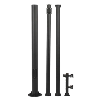 Poste Seccionado para Videovigilancia / 6 m (19.7 ft) / 3 Secciones / Base 140 mm / Espesor 3 mm / Brazo PTZ 500 mm / IP con Sellos / Color Negro