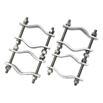 Juego de Abrazaderas Dobles / Mástiles 3.8 a 8.9 cm (1.5 a 3.5 in) / Separación 12 cm (4.75 in) / Acero Galvanizado / Torres Cuadradas o Redondas