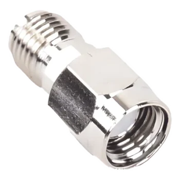 Adaptador RF en Línea / Conector SMA Macho Inverso a SMA Hembra / Cuerpo Bronce Niquelado / Contacto Oro / Aislante Teflón