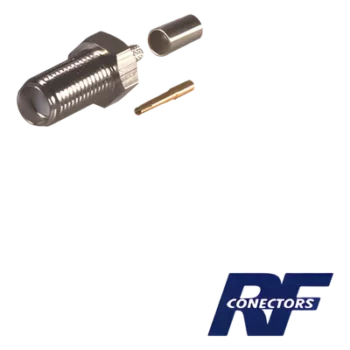 Conector Coaxial SMA Hembra / Anillo Plegable / Para Cable RG-58/U / Cuerpo Bronce Niquelado / Contacto Oro / Aislante Teflón