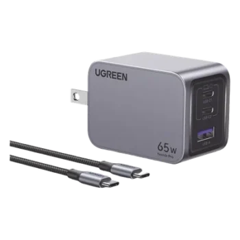 Cargador de Pared / 65W / 3 Puertos / 2 USB-C / 1 USB-A / GaNInfinity / PD3.1 / QC4.0 / Aluminio