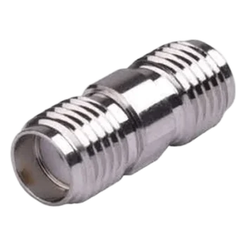 Adaptador Barril RF / Conector SMA Hembra a SMA Hembra / Montaje en Línea / Cuerpo Bronce Niquelado / Contacto Oro / Aislante Teflón