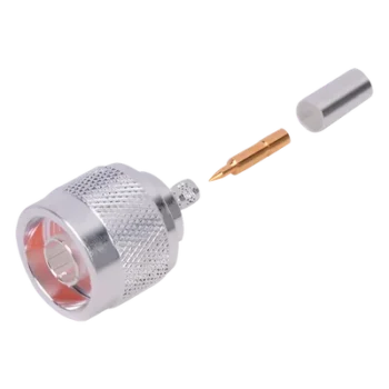 Conector Coaxial N Macho / Anillo Plegable / Cable RG-142/U / Cuerpo Bronce Plateado / Contacto Oro / Aislante Teflón