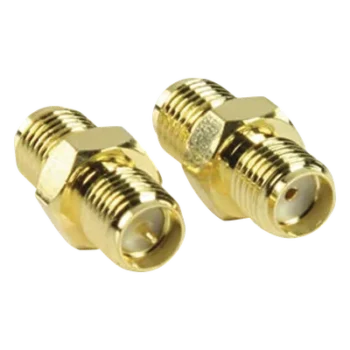 Adaptador Coaxial en Línea / SMA Hembra Inverso a SMA Hembra / Cuerpo Bronce Chapado en Oro / Aislante Teflón