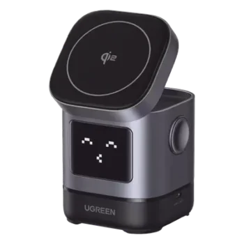 Cargador Inalámbrico / Qi2 15W / Triple Carga Simultánea / Pantalla Inteligente / 25W Total / USB-C 5W para Apple Watch