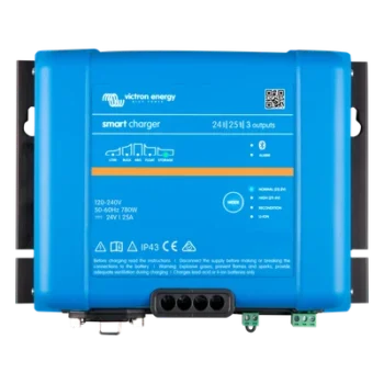Cargador de Baterías / 24V 25A / 3 Salidas Independientes / IP43 / Carga 6 Etapas / Plomo y Litio