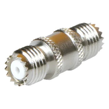 Adaptador Barril RF / Mini-UHF Hembra a Mini-UHF Hembra / Montaje en Línea / Cuerpo Bronce Niquelado / Contacto Oro / Aislante Teflón