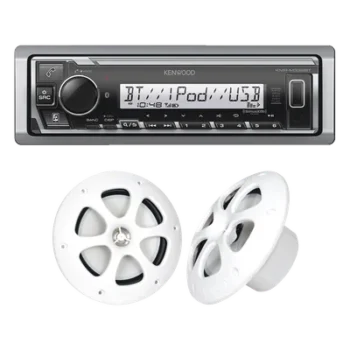 Kit de Audio Marino Bluetooth / Estéreo con 3 Salidas Preamplificadas / Bocinas 6.5 Pulgadas Resistentes al Agua / Ecualizador 13 Bandas / Sintonizador FM 87.9-107.9 MHz