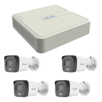 Kit de Videovigilancia IP / 4 Megapixel / NVR 4 Canales PoE+ / 4 Cámaras Bala Dual Light / IR 20 m (65.6 ft) / Audio Integrado / Exterior