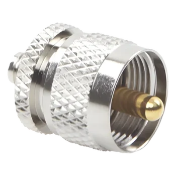 Adaptador RF en Línea / SMA Hembra a UHF Macho (PL-259) / Cuerpo Bronce Niquelado / Contacto Oro / Aislante Teflón