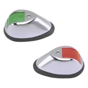 Luces de Navegación Verticales / 2 Millas Náuticas USCG / 12 Vcd / Bronce Cromado / Rojo y Verde / Embarcaciones hasta 20 m (65.6 ft)