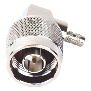Conector Coaxial N Macho / Ángulo Recto / Anillo Plegable / Cables RG-58/U, RG-142/U, LP-195 / Níquel / Oro / Teflón