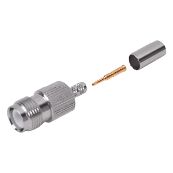 Conector Coaxial TNC / Hembra Inverso / Anillo Plegable / Para Cable RG-142/U / Contacto Oro 50 μm / Aislante Teflón