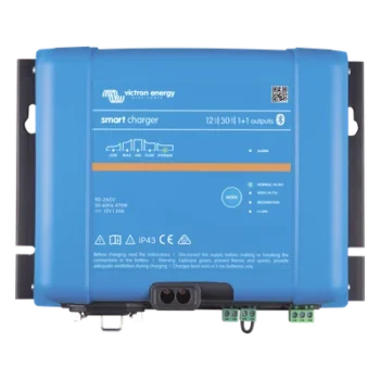 Cargador de Baterías / 12V 30A / IP43/IP22 / Bluetooth / 6 Etapas / 2 Salidas 1+1 / Plomo y Litio / 98.4 ft Uso Marino y Terrestre