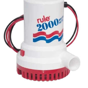 Bomba de Achique Sumergible / 2,000 GPH / 24V CD / Ejes de Acero Inoxidable / Protección Térmica TCO / Certificación CE e ISO 8849