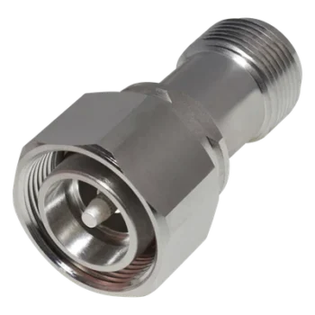 Adaptador RF en Línea / 4.3-10 Macho a N Hembra / 50 Ohm / 5,500 MHz / PIM -160 dBc / VSWR 1.10:1