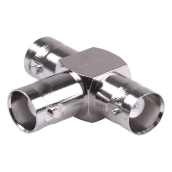 Adaptador RF / Triple BNC Hembra en T / 50 Ohm / Cuerpo Niquelado / Contacto Plateado / Aislante Teflón