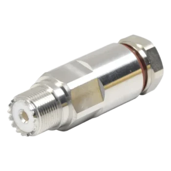 Conector UHF Hembra SO-239 / Rosca / Frecuencia 0-300 MHz / Cables LP-450A, LDF4-50A / Bronce Blanco / Teflón PTFE