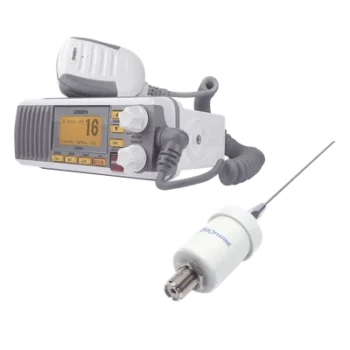 Kit de radio marina con antena de fibra de vidrio / 25W / LCD grande / GPS y DSC Clase D / IPX4 / 4.5m (14.8 ft) de cable