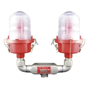 Luz de Obstáculo Doble / LED Rojo e Infrarrojo / 120-240 VAC / 32.5 CD / IR 4mW/sr @ 850nm / Base Valox / Lente Fresnel Acrílico / -55°C a 55°C