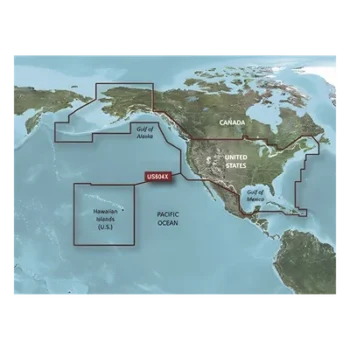 Mapa náutico / Cobertura costera EE.UU., Canadá oeste, Caribe / Contornos 1' / Sombreado 10 rangos / Auto ruta / Datos Garmin y Navionics