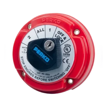 Switch Selector de Batería Marina / 250A Continuos / 360A Intermitentes / 6-32 VCC / 4 Posiciones con Bloqueo por Llave / Encendido Protegido