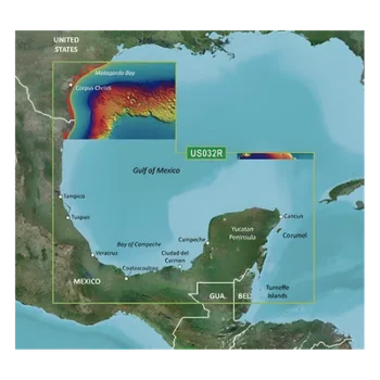 Carta Náutica Digital / Sur del Golfo de México / Contornos 1 ft / Sombreado de Profundidad 10 Rangos / Auto Ruta por Profundidad