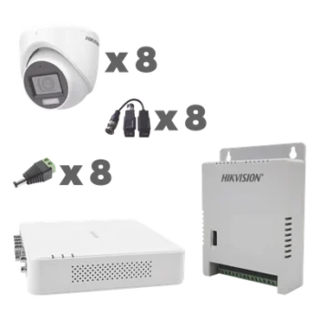Kit TurboHD / DVR 8 Canales / 1080p / Audio Coaxitron / 8 Cámaras Eyeball / Micrófono Integrado / Luz Dual IR 30 m (98.4 ft) + Blanca 20 m (65.6 ft) / Fuente Seleccionable 12V/13.5V/15V