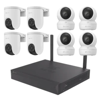 Kit de Cámaras Wi-Fi / 3 Megapixel / 8 Canales / 8 Cámaras / Visión Nocturna a Color / Detección de Humanos y Vehículos / Audio Bidireccional / NVR Wi-Fi