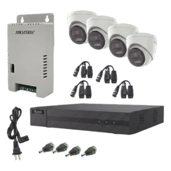 Kit de Videovigilancia TurboHD / DVR 4 Canales + 1 IP / 4 Cámaras Eyeball 2 MP / ColorVu / Dual Light 40 m (131.2 ft) / Audio Bidireccional / IP67