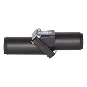 Válvula Anti-Retorno en Línea / Conexión Manguera 38 mm (1 1/2") / Cuerpo Plástico / Válvula Nitrilo / 108 mm (4.25") Largo / 0.11 kg