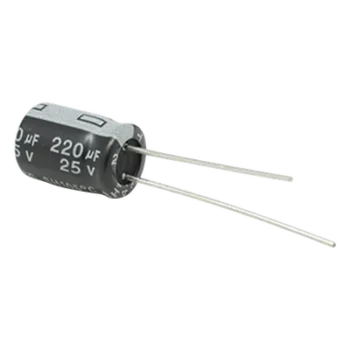 Capacitor Electrolítico Radial / 220 µF / 25 Vcc / 105 °C / 8 x 11 mm / 2000 h Durabilidad