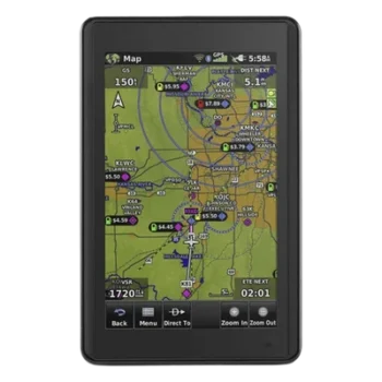 Navegador portátil aéreo / Pantalla táctil 5' / Visión 3D / Receptor SBAS/WAAS/GLONASS / Tráfico aéreo en tiempo real / 4 horas batería / 0.245 kg
