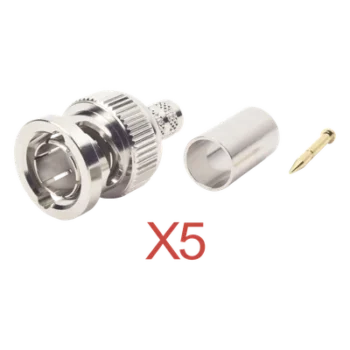 Kit de Conectores BNC Macho / Anillo Plegable / RG-59 / 75 Ohm / AWG 23 / 25 mm / 5 Piezas