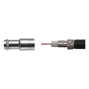 Conector F Macho de Compresión / Cable Coaxial RG-11 / 75 Ohm / Montaje por Compresión