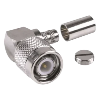 Conector TNC Macho / Ángulo Recto / RG-8/X / LMR-240 / Níquel / Oro / Teflón