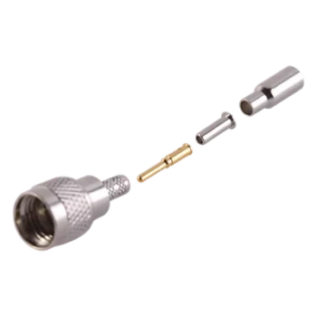 Conector Mini UHF Macho / Anillo Plegable / Bronce Niquelado / Contacto Oro / Teflón / RG-174/U, Belden 8216