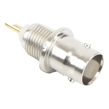 Conector BNC Hembra / Montaje Frontal D-Plano / Soldable / Níquel-Oro-Delrin / 4 Posiciones