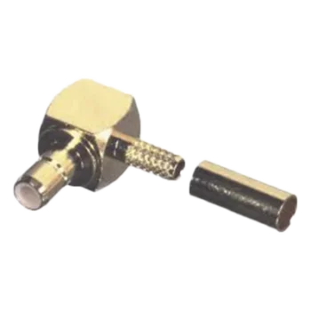 Conector SMB Hembra / Ángulo Recto / Pin Macho / Anillo Plegable / RG-174/U / Oro / Teflón