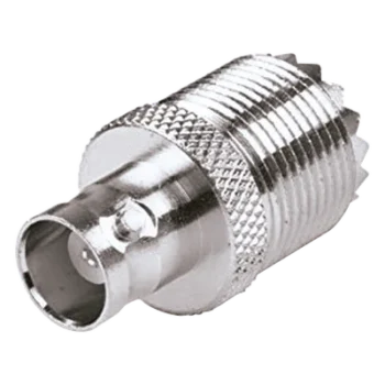 Adaptador en Línea / UHF Hembra SO-239 a BNC Hembra / 50 Ohm / Níquel-Plateado / Delrin