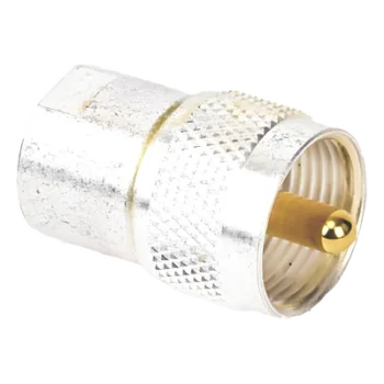 Adaptador Coaxial / Hembra UNIDAPT a Macho UHF PL-259 / Bronce Chapado Plata / Contactos Oro / Dieléctrico Teflón