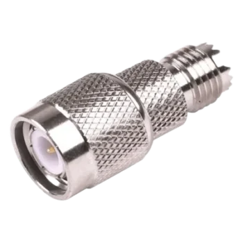 Adaptador en Línea / Mini-UHF Hembra a TNC Macho / Bronce Niquelado / Contacto Oro / Aislante Teflón