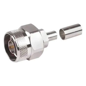 Conector N Macho Hex / Anillo Plegable / Pin Cautivo / RG-8/X, LMR-240 / 0-11 GHz / 50Ω / Ni/Au/PTFE